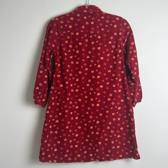L.L. Bean Girl's Medium Red Ditsy Floral Corduroy A-Line Dress 100% Cotton - Picture 3 of 13